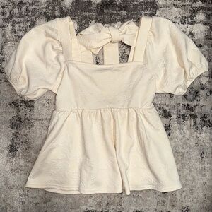 Cream Colored Boutique Peplum Top